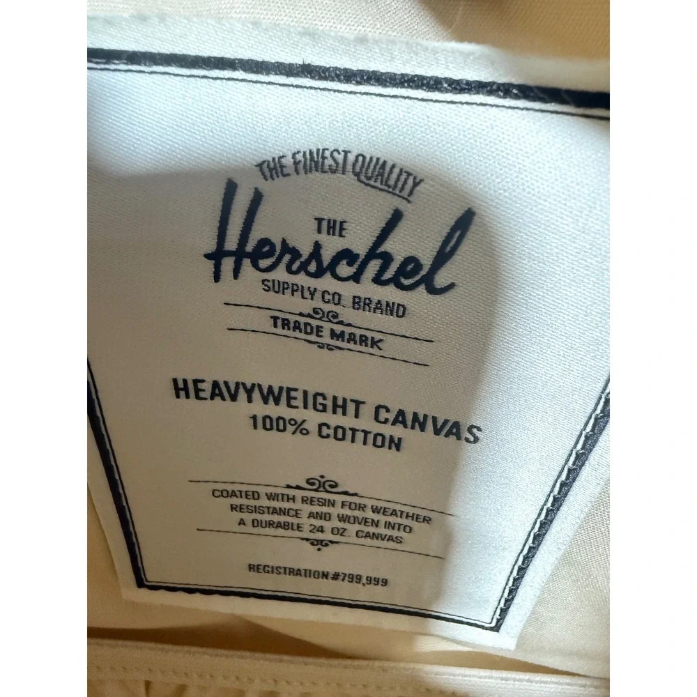 Herschel Little America Backpack Heavyweight Canvas Cream Tan Leather NWT $190